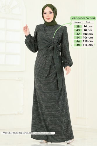 moda selvim Evening Dress 2807ASMK1074 Khaki - Thumbnail
