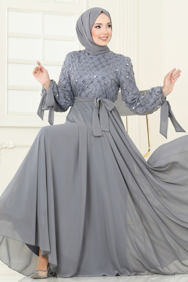 Modaselvim NET 20%+20% DISCOUNT IN THE CARD Evening Dress 2814ELC1143 Gray