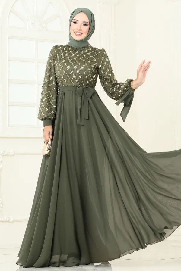 Modaselvim NET 20%+20% DISCOUNT IN THE CARD Evening Dress 2814ELC1143 Khaki