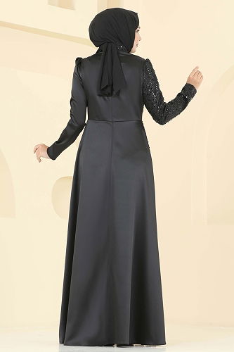 moda selvim Evening Dress 2818ELC1143 Black - Thumbnail