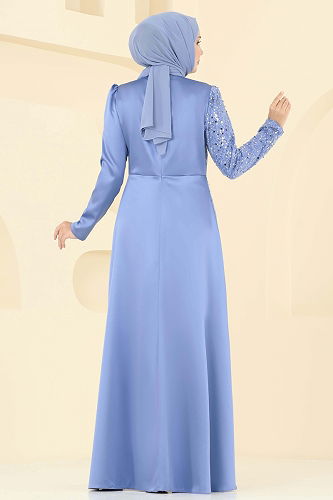 moda selvim Evening Dress 2818ELC1143 Blue - Thumbnail