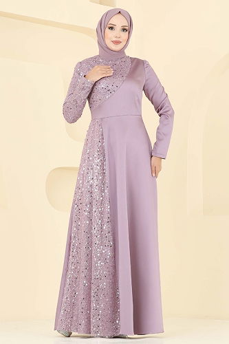 moda selvim Evening Dress 2818ELC1143 Dark Powder - Thumbnail