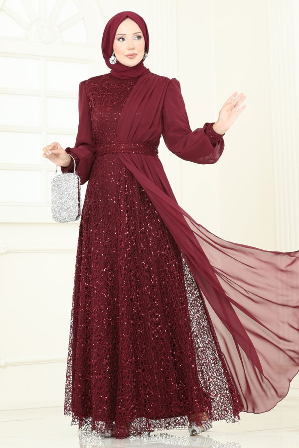 Modaselvim NET 20%+20% DISCOUNT IN THE CARD Evening Dress 2819ELC1143 Burgundy