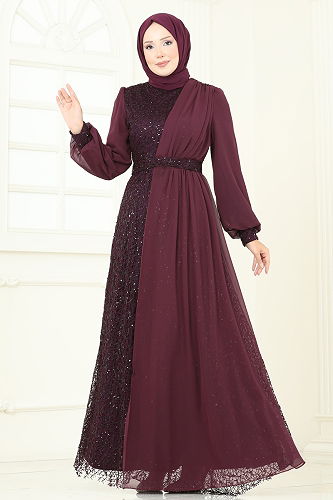 moda selvim فستان سهرة توتي 2819ELC1143 - Thumbnail