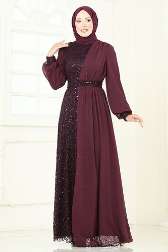 moda selvim فستان سهرة توتي 2819ELC1143 - Thumbnail