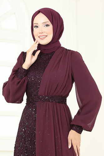 moda selvim فستان سهرة توتي 2819ELC1143 - Thumbnail