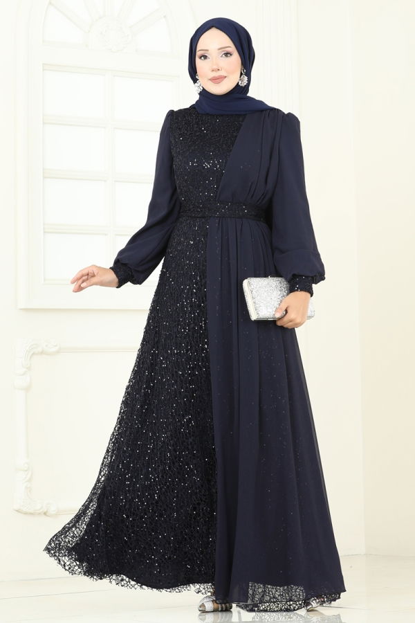 Modaselvim NET 20%+20% DISCOUNT IN THE CARD Evening Dress 2819ELC1143 Navy Blue
