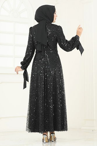 moda selvim Evening Dress 2822ELC1143 Black - Thumbnail