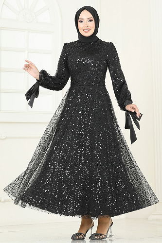 moda selvim Evening Dress 2822ELC1143 Black - Thumbnail