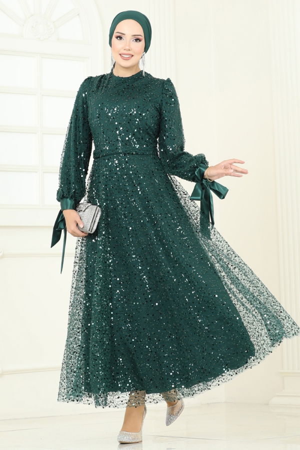 Modaselvim خصم صافٍ20%+20% في سلة التسوق فستان سهرة زيتي 2822ELC1143