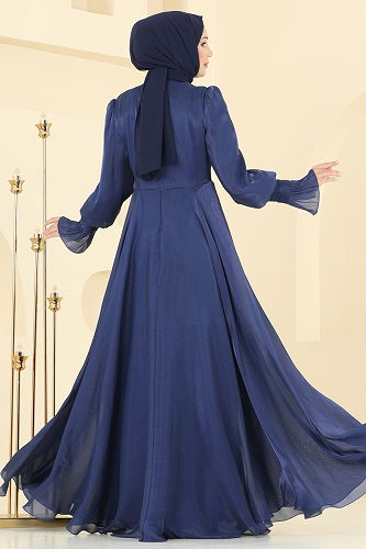 moda selvim Evening Dress 2826ELC1143 Navy Blue - Thumbnail