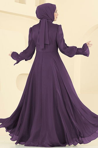 moda selvim Evening Dress 2826ELC1143 Purple - Thumbnail