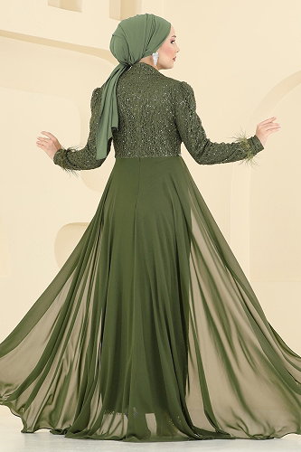 moda selvim Evening Dress 2830ELC1143 Khaki - Thumbnail