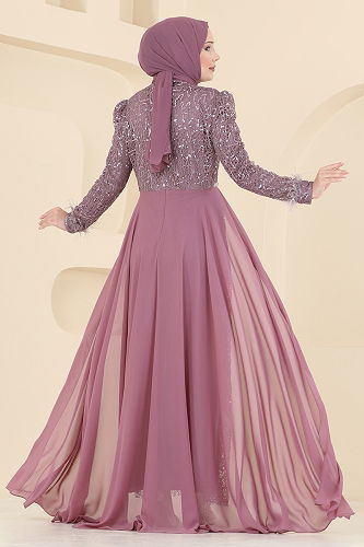 moda selvim Evening Dress 2830ELCK1161 Rose Dried - Thumbnail