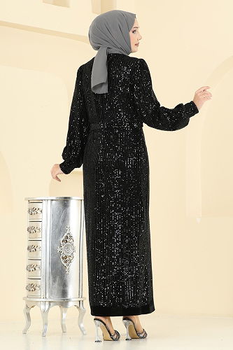 moda selvim Evening Dress 2834ELC1143 Black - Thumbnail