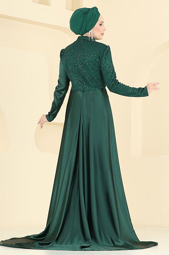 moda selvim Evening Dress 2849ELCK1161 Emerald - Thumbnail