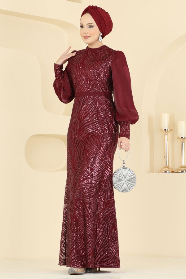 Modaselvim EVENING DRESSES Evening Dress 2854ELC1143 Burgundy