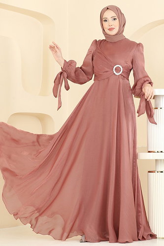 moda selvim Evening Dress 2855ELC1143 Copper - Thumbnail