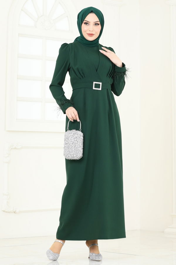 Modaselvim خصم صافٍ20%+20% في سلة التسوق فستان سهرة زيتي 3008ARL1089