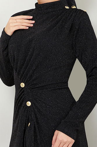 moda selvim Evening Dress 3010BSS1025-M Black - Thumbnail