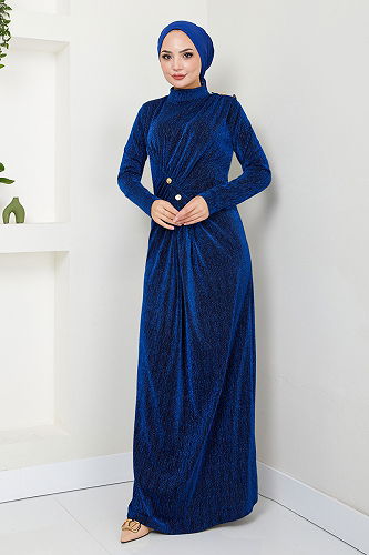 moda selvim Evening Dress 3010BSS1025-M Saxe - Thumbnail