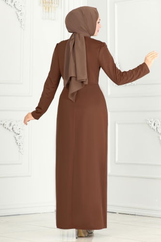 moda selvim EVENING DRESS 3018KTR750 Brown - Thumbnail