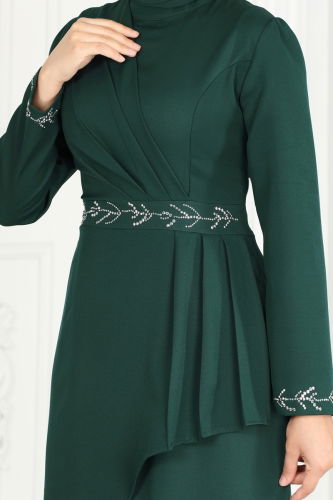 moda selvim EVENING DRESS 3020KTR750 Emerald - Thumbnail