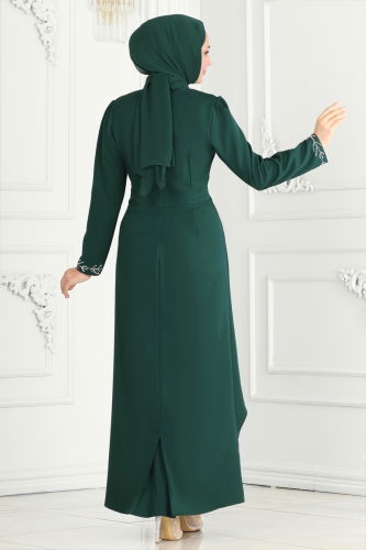 moda selvim Evening Dress 3020KTR750 Emerald - Thumbnail