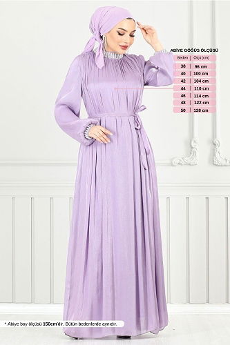 moda selvim Evening Dress 4023YGS898-M Lilac - Thumbnail