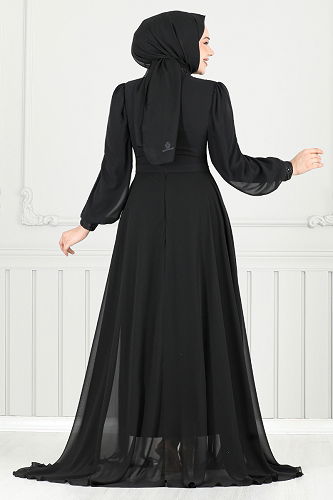 moda selvim Evening Dress 4026YGS898-M Black - Thumbnail