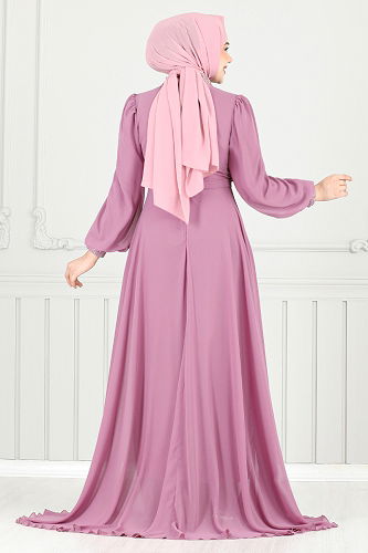 moda selvim Evening Dress 4026YGS898-M Dark Rose Dusky - Thumbnail
