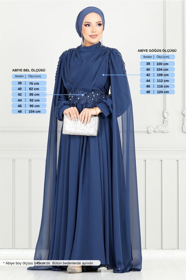 Modaselvim مهرجان الفرص فستان سهرة كحلي 4027YGS898-M
