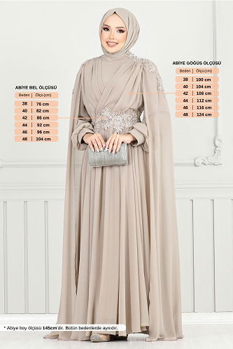 moda selvim Evening Dress 4027YGS898-M Powder Vision - Thumbnail