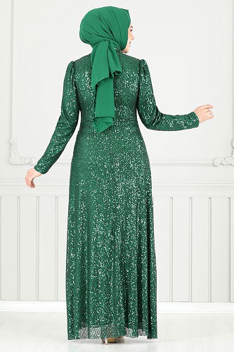 moda selvim Evening Dress 4028YGS898-M Emerald - Thumbnail