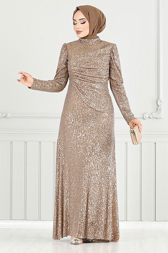 moda selvim Evening Dress 4028YGS898-M Powder Vision - Thumbnail