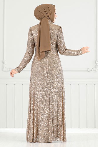 moda selvim Evening Dress 4028YGS898-M Powder Vision - Thumbnail