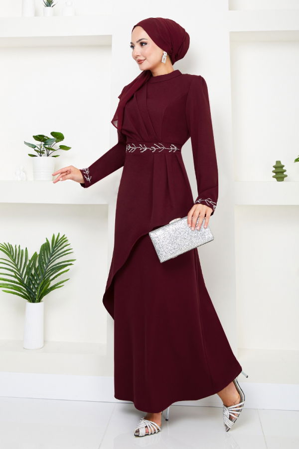 Modaselvim NET 20%+20% DISCOUNT IN THE CARD EVENING DRESS 4047KTR927-M Burgundy