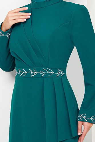 moda selvim EVENING DRESS 4047KTR927-M Petroleum - Thumbnail