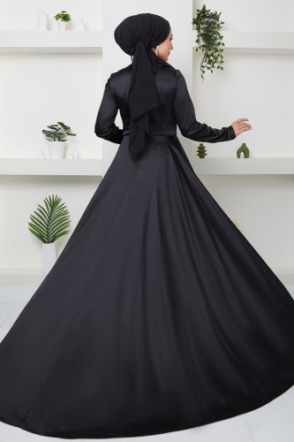 moda selvim Evening Dress 4238SRH861 Black - Thumbnail