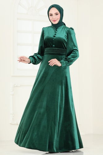 moda selvim Evening Dress 4259D170 Emerald - Thumbnail