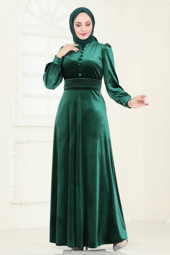 moda selvim Evening Dress 4259D170 Emerald - Thumbnail