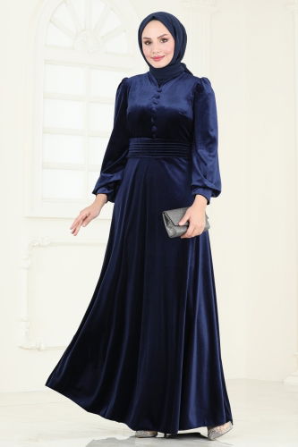 moda selvim Evening Dress 4259D170 Navy Blue - Thumbnail