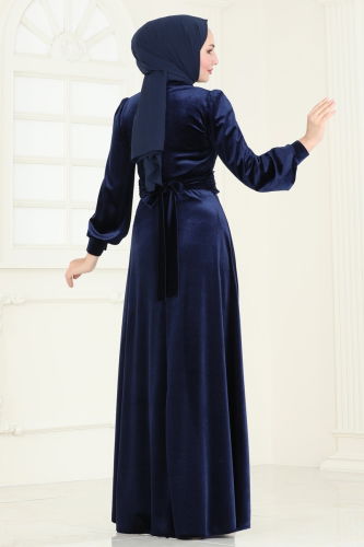 moda selvim Evening Dress 4259D170 Navy Blue - Thumbnail