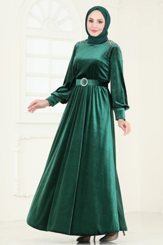 moda selvim Evening Dress 4266D170 Emerald - Thumbnail