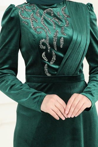 moda selvim Evening Dress 4272D170 Emerald - Thumbnail