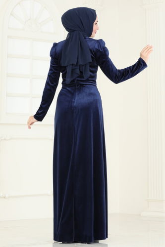 moda selvim Evening Dress 4272D170 Navy Blue - Thumbnail