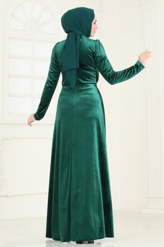 moda selvim Evening Dress 4322D170 Emerald - Thumbnail