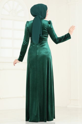 moda selvim Evening Dress 4345D170 Emerald - Thumbnail