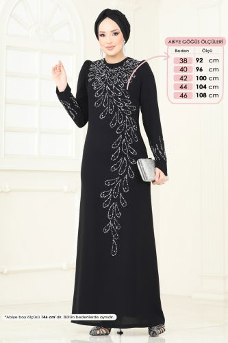 moda selvim Evening Dress 4407MDH809 Black - Thumbnail