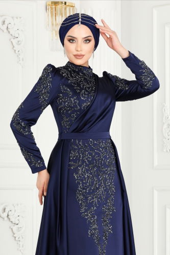 moda selvim EVENING DRESS 4538SRH861 Navy Blue - Thumbnail